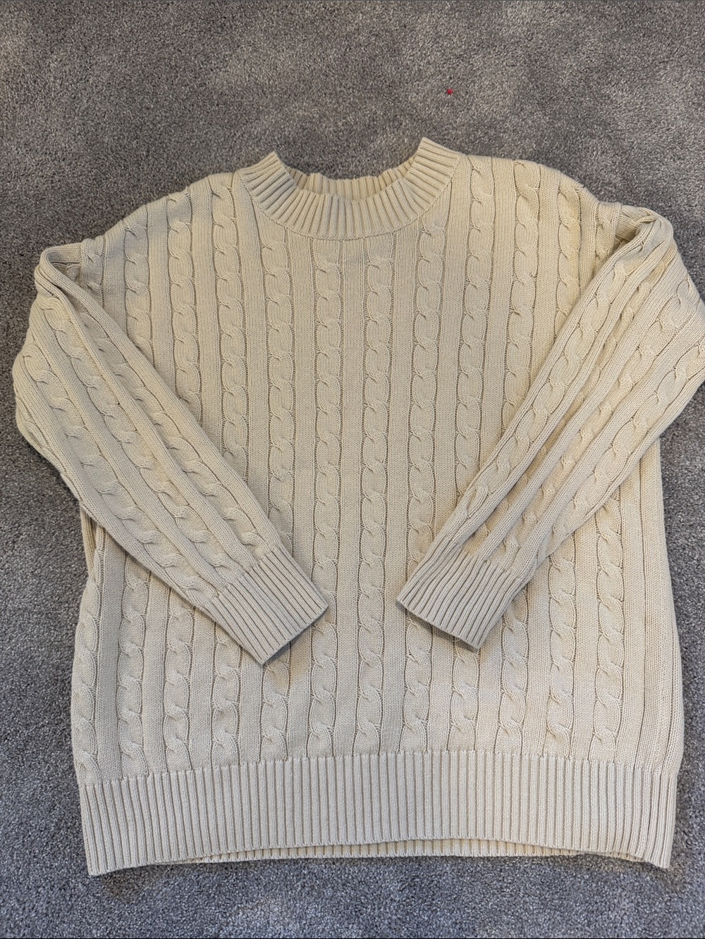 Gap Teen Classic Cable Knit Crewneck Sweater - Cream